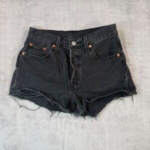 Levis Shorts Womens 25 Black 501 Original Cut Off High Rise Button Fly Denim